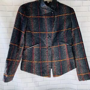 Barry Bricken Vintage Windowpane Plaid Blazer Size 8